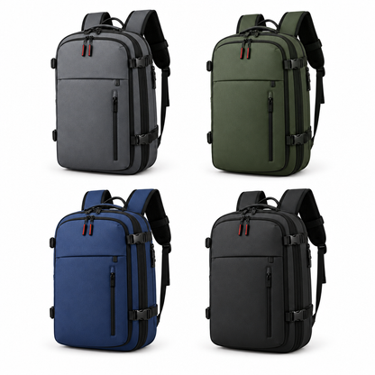 TaviBag™ VacPack 4-color lineup in Black, Gray, Blue, and Dark Green